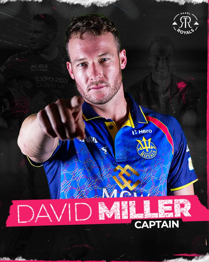 Paarl Royals announce David Miller as captain with typical tongue-in-cheek tweet