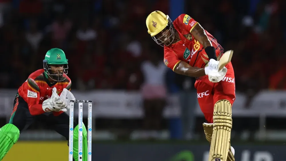 WATCH, CPL 2024 | Shaqkere Parris launches a towering 124-Meter Six reaching the stadium rooftop