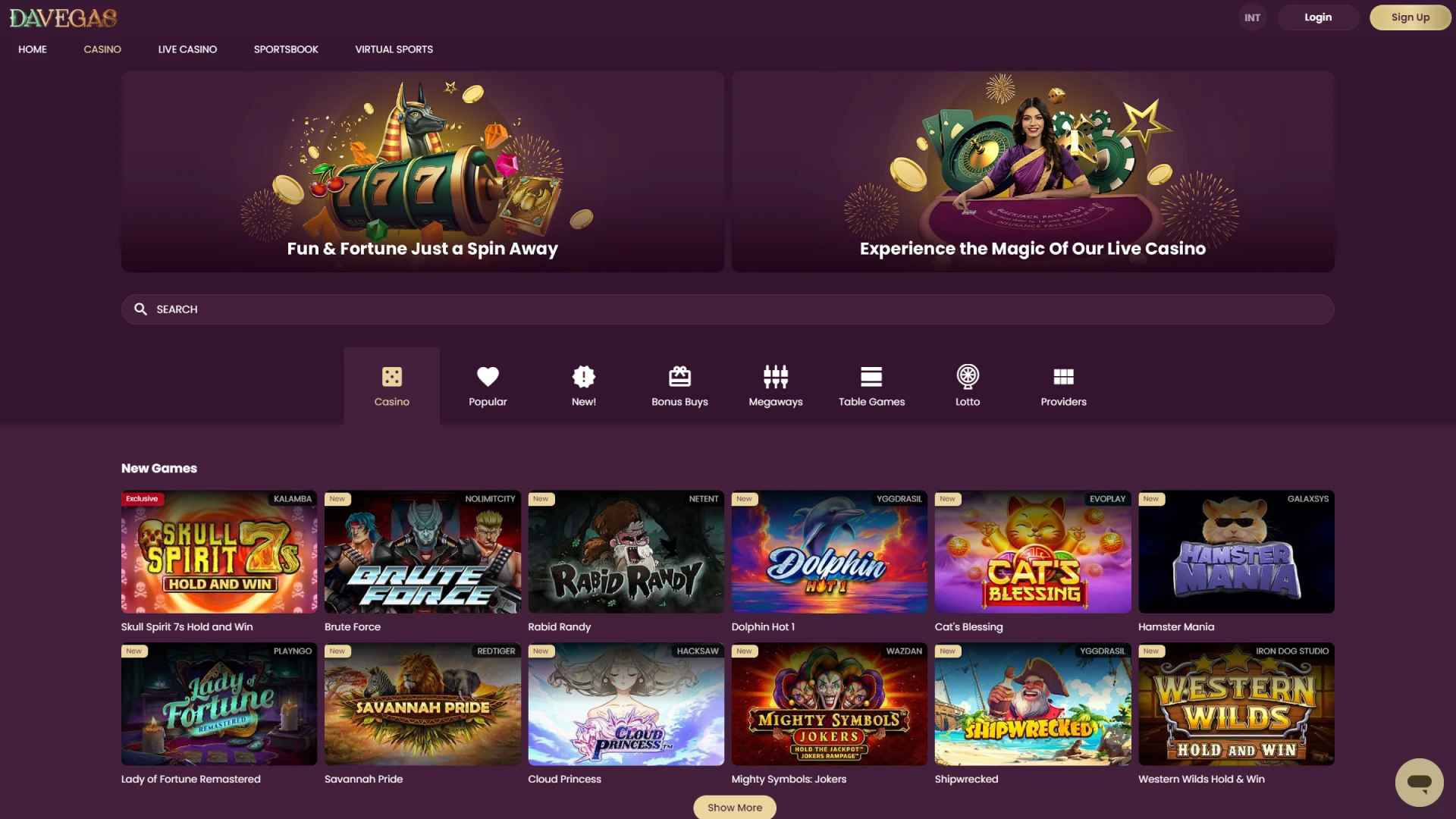 Davegas casino has a large selection of games, giving clients many options.