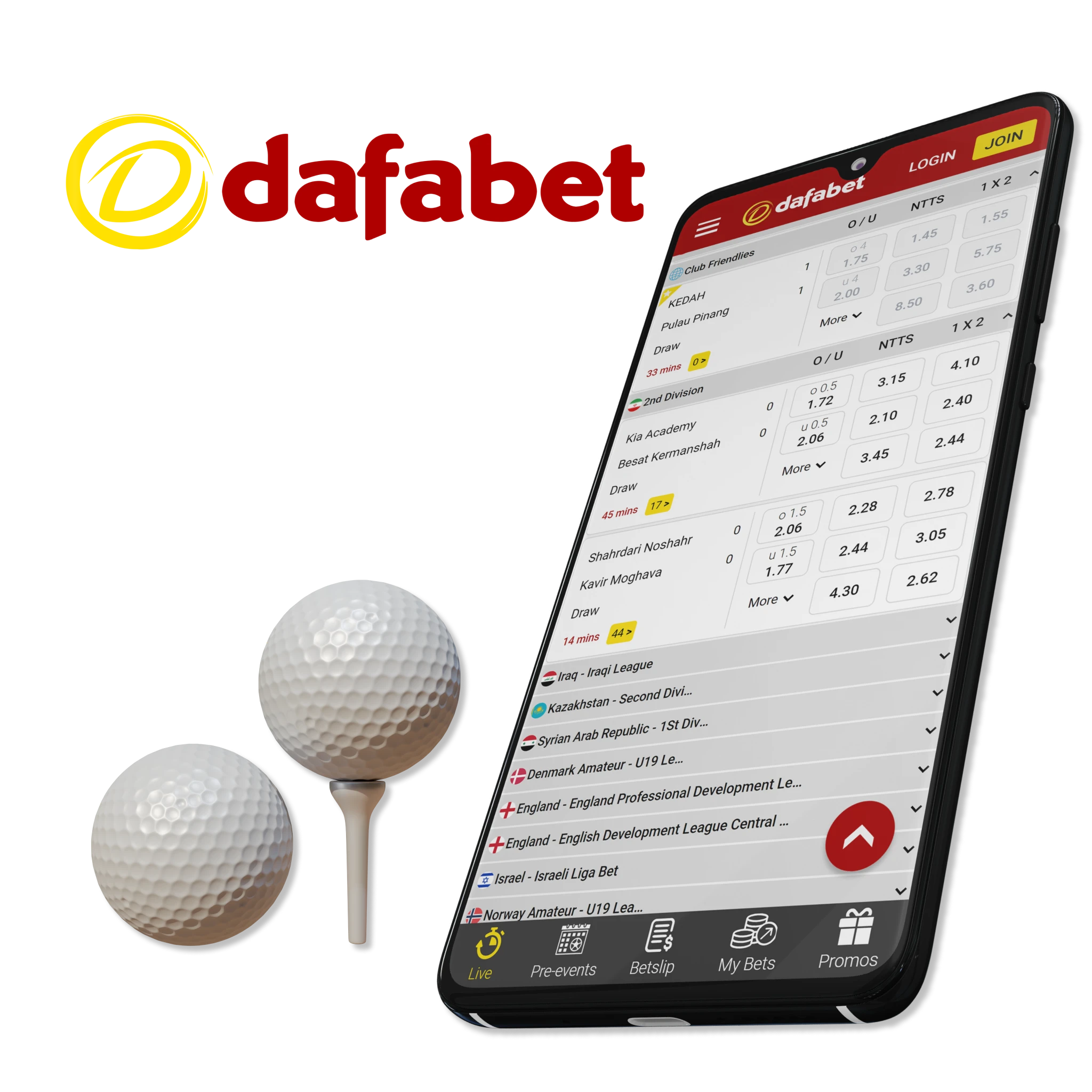 Golf at Dafabet app is diverse in both the betting markets and potential high winnings, so make sure to try it out.