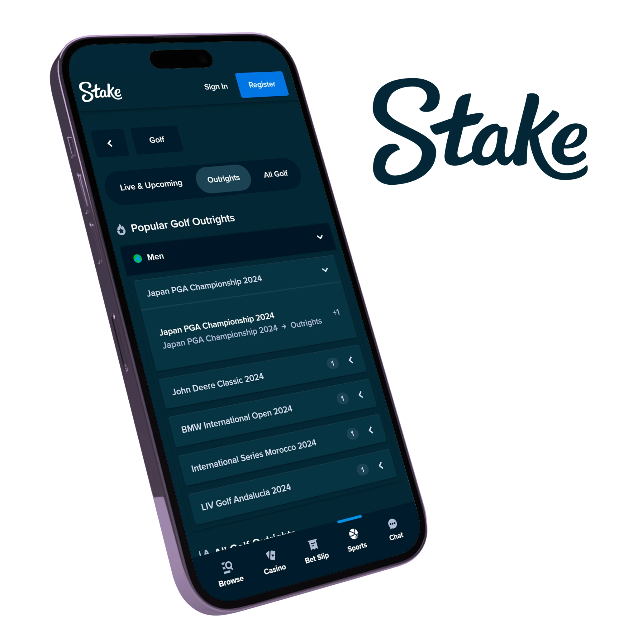 The Stake app is a solid choice for golf betting fans who want a wide variety of options.