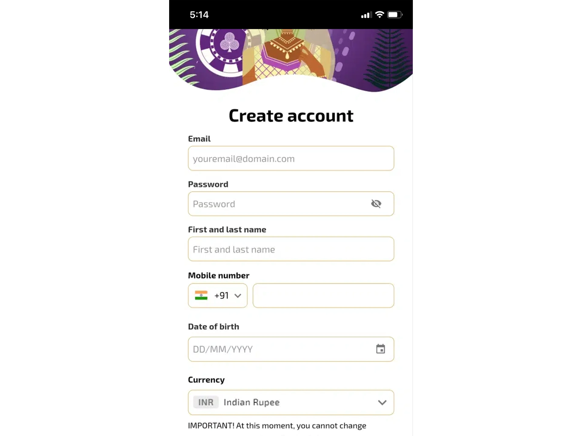 Enter your details in the form that opens to create a GuruPlay account.