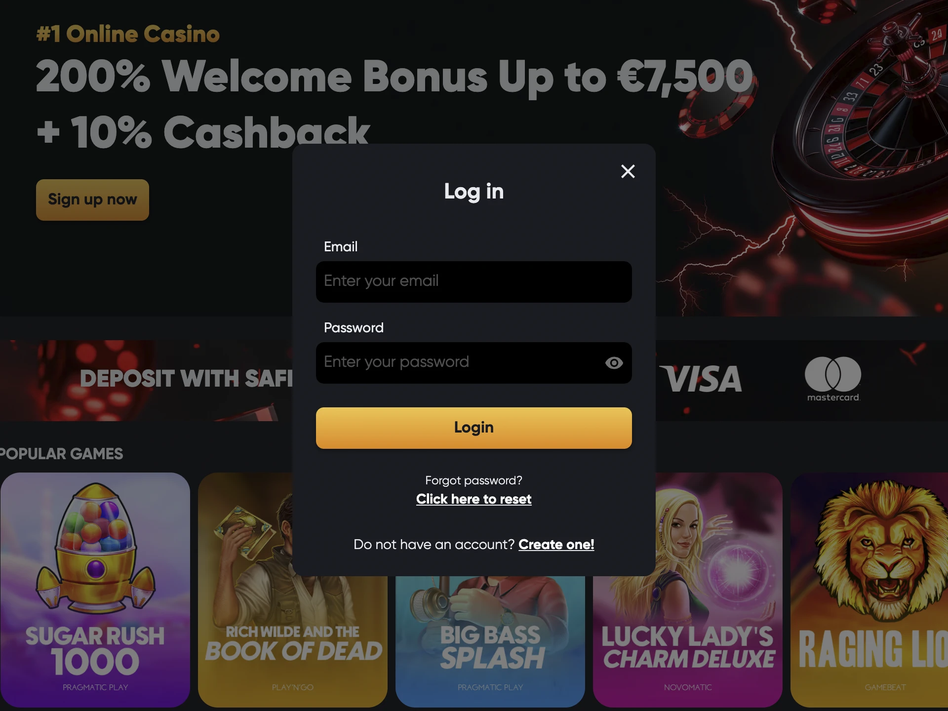 Log in to the Instant Casino site.