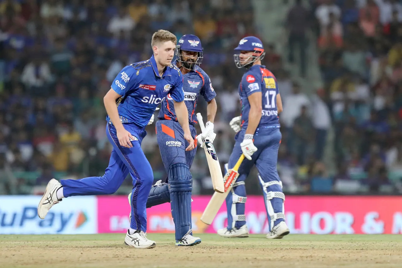 IPL 2023, LSG vs MI | Twitter and SKY in splits over Cameron Green obstructing the field to save Krunal Pandya