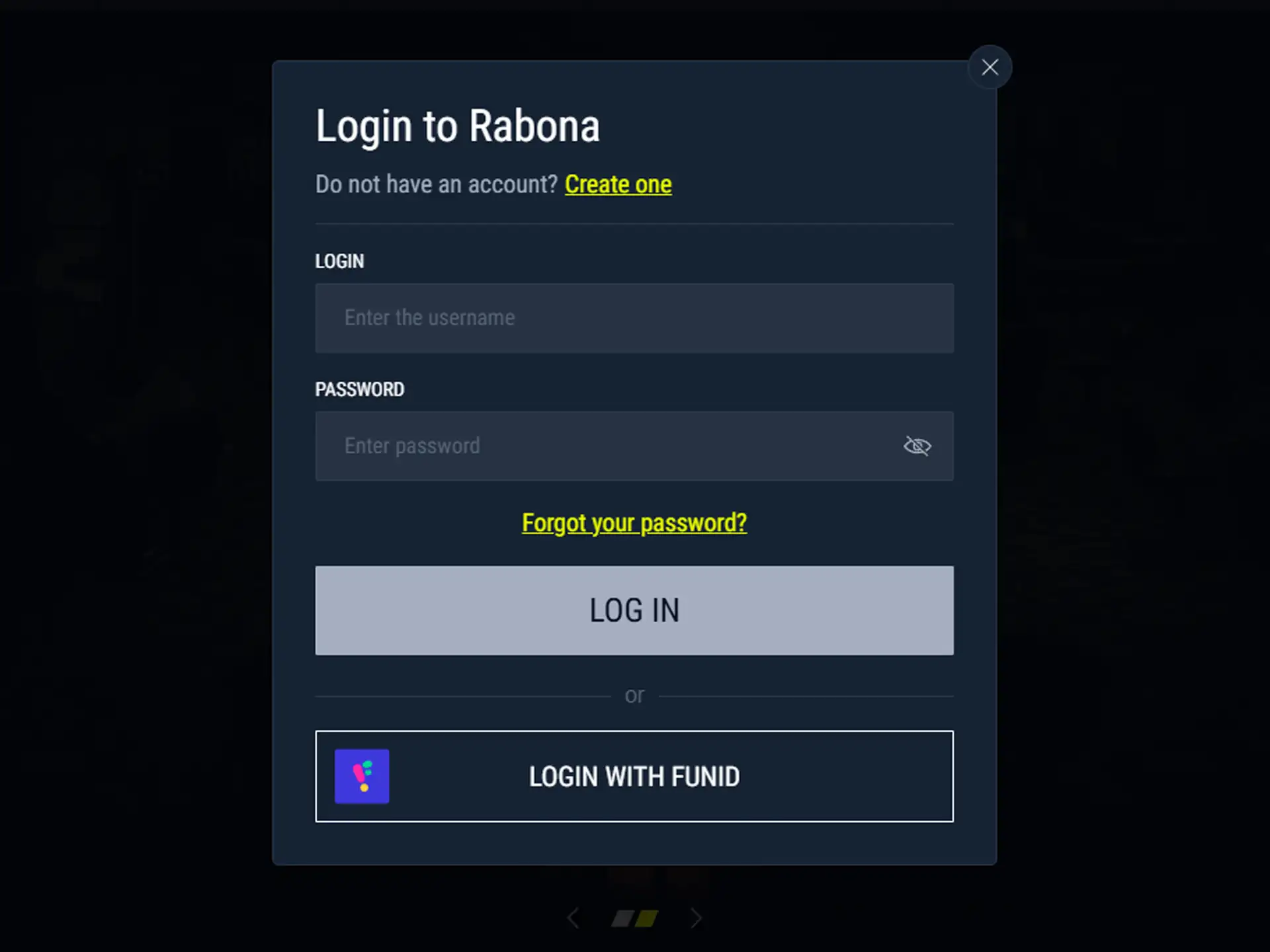 Log in to your Rabona account.